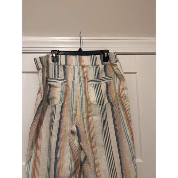 Per Se Linen Blend Summer Pants Size 1X Cropped Multicolor Striped Wide Leg - Picture 5 of 6